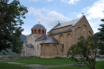 Fototapeta na wymiar The ancient Studenica Monastery in Serbia