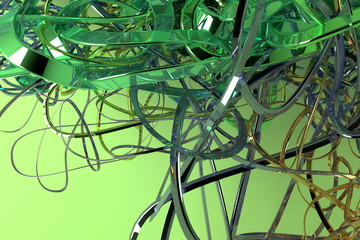 Colorful 3D rendering. Decorative, illustrations CGI composition, bunch of messy string geometric, for design texture background.