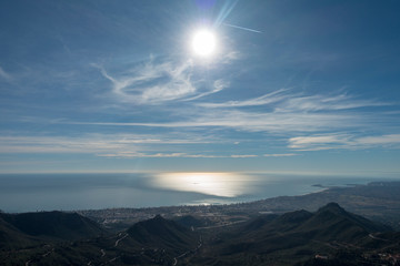 Fototapeta premium The Mediterranean Sea from the desert of the palms