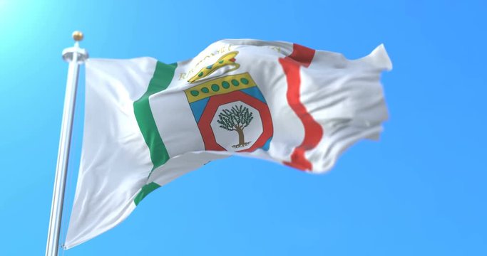 Flag of the italian region of Apulia, Italy. Loop