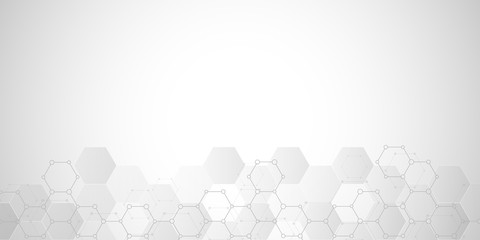 Geometric background texture with molecular structures and chemical engineering. Abstract background of hexagons pattern.