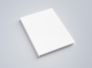 Blank hardcover book mockup on white 3D rendering