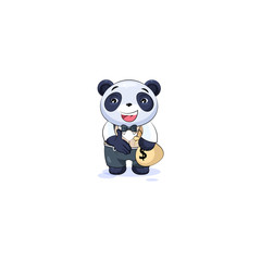 Fototapeta premium panda in business suit extend hand to offer a deal