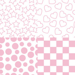 set pattern with chevron hearts, stars, circle, checkered