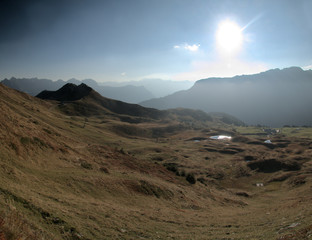 Spitzmeilen and surrounding terrain over Flumserberg, Swiss Alps