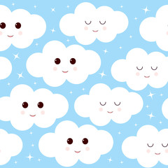 Cute clouds and stars pattern
