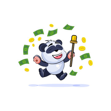panda bear sticker emoticon jump for joy money