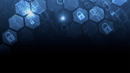 Fototapeta premium Cyberbezpieczeństwo i ochrona informacji lub sieci. Usługi sieciowe przyszłości technologii dla projektów biznesowych i internetowych