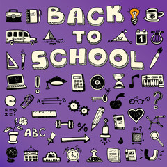 Back to School Concept Banner, trendy doodle collection