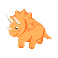 cartoon happy dinosaur triceratops for designing dino party, children holiday