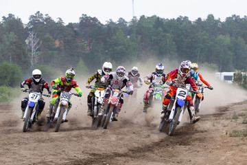 group of people riding bikes