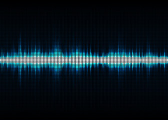 Sound wave vector background. Blue digital equalizer