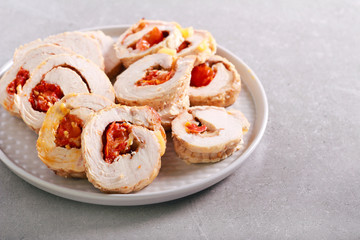 Turkey breast roll with tomato