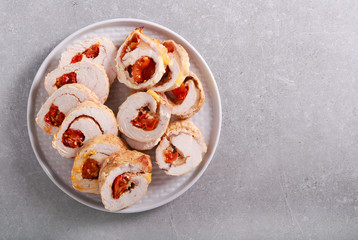 Turkey breast roll with tomato