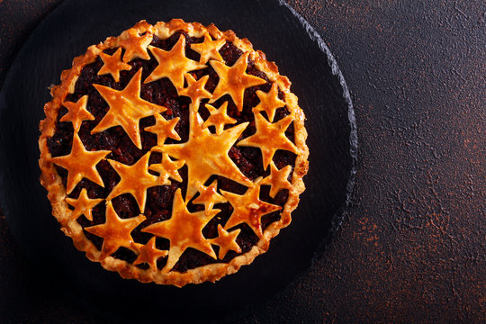 Mincemeat Pie Over Dark Background