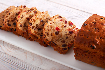Fruit bread, sliced