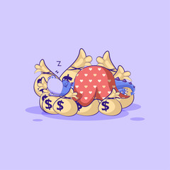 dragon sticker emoticon sleep on bags money