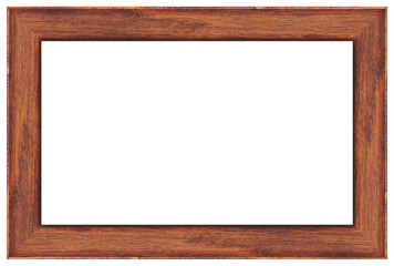 Wood frame isolated on white background with clipping path