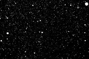 falling snow, snow on a black background, night snowfall, white spots on a black background