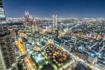 Fototapeta na wymiar 夜の新宿高層ビル群