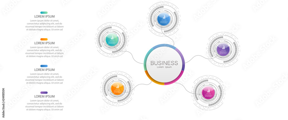 Poster business data visualization. process chart. abstract elements of graph, diagram with steps, options,