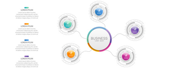 Business data visualization. Process chart. Abstract elements of graph, diagram with steps, options, parts or processes
