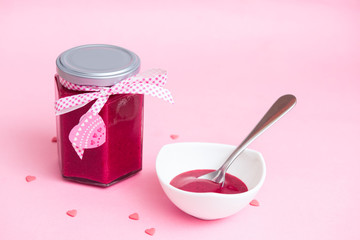 Sorbet or jam in jar