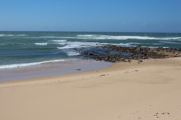 Typical sandy beach on the Indian Ocean, Eastern Cape coast of South Africa.