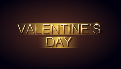 Valentines day. Sale banner, poster, logo gold color on black background. 