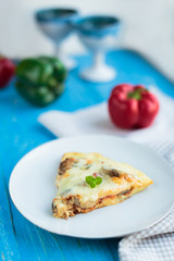 A slice of cheese casserole
