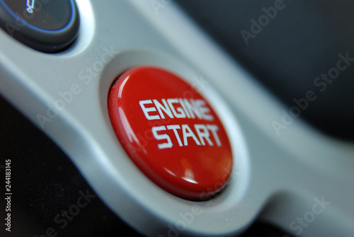 Start stop engine button on a modern sports car