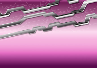 Silver metal stripes on pink background