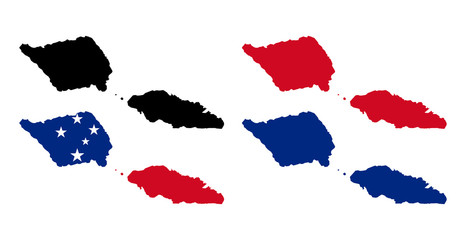 Samoa map with national flag 