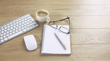 A cup of coffee on the office table