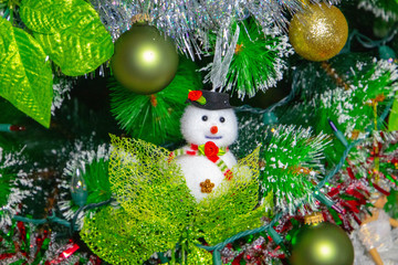 Christmas toy snowman on the Christmas tree