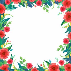 Square flower frame. Greeting card and E-card vector banner invitation