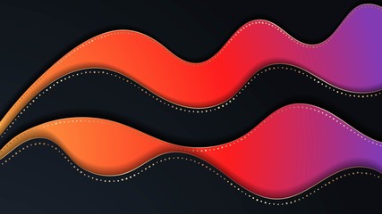 Bright paper cut background with waves layers.