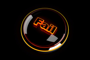3D rendered illustration of a glowing Fail button.