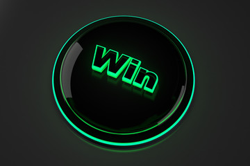 3D rendered illustration of a glowing Win button.