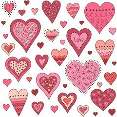 Seamless vector pattern with hand drawn hearts. Valentine's day background.