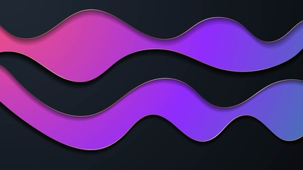 Bright paper cut background with waves layers.