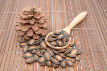 Watermelon seed on wood backgrounds