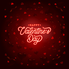 Valentines Day dark red with lettering. Vector illustration