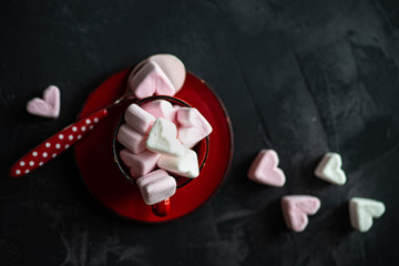 St. Valentines concept with marshmallow