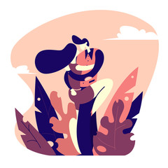 Loving couple hug each other. Love story. Happy Valentines card. Vector illustration in flat style