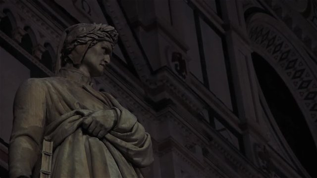 Statue Of Dante In Piazza Santa Croce, Florence (Italy).