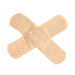 beige adhesive plaster  isolated on white background. Medical item