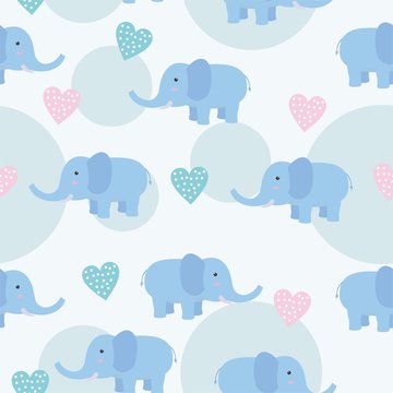 Cute elephant seamless pattern with blue color © Muhamad