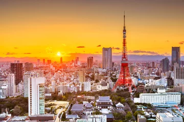 Foto op Plexiglas Tokyo, Japan cityscape and tower © SeanPavonePhoto