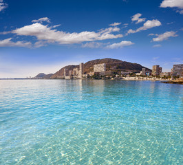 Fototapeta premium Alicante skyline from Almadraba beach of Spain